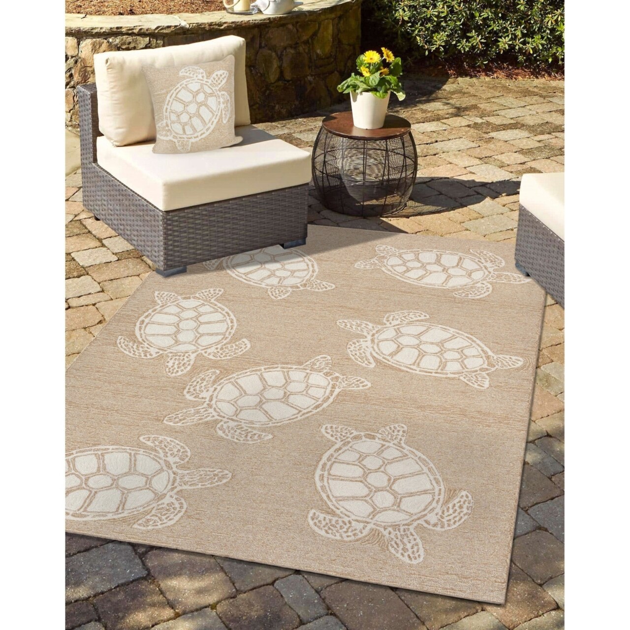 The Rug Department Liora Manne Capri Turtle Indoor Outdoor Area Rug Neutral